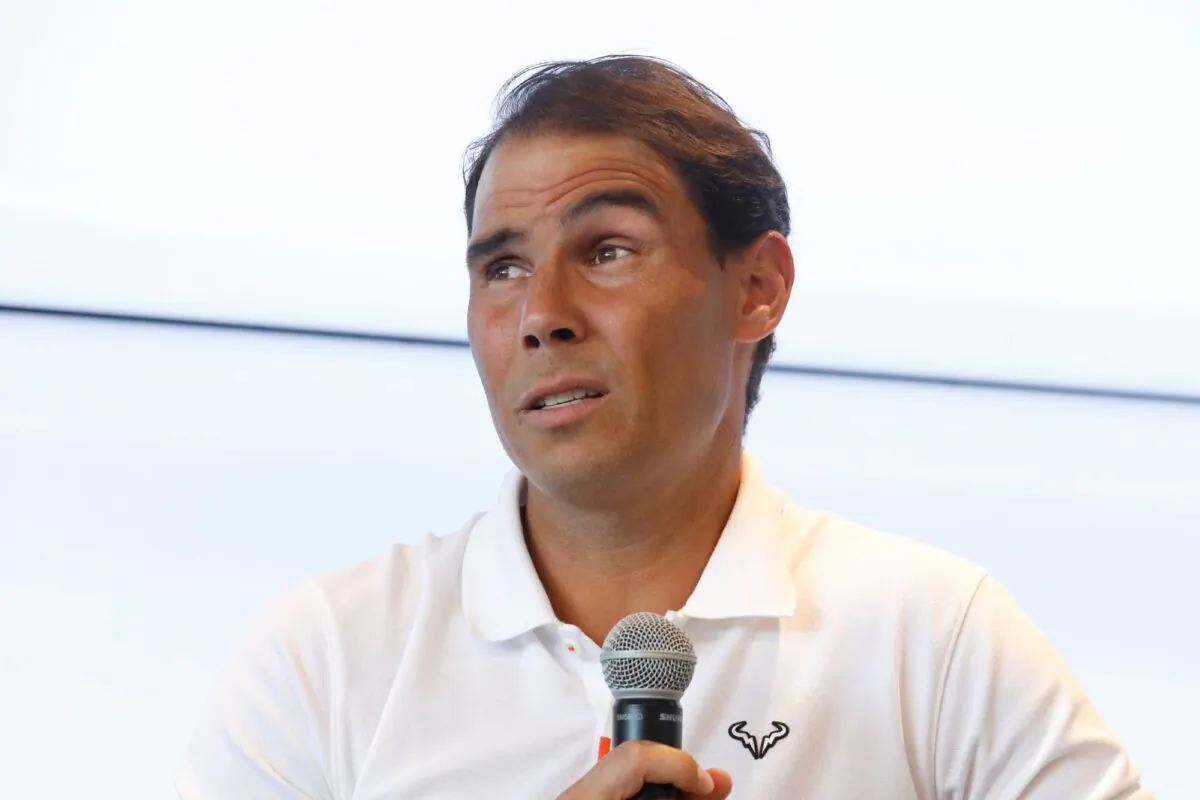 Spain's Rafael Nadal speaks during a press conference at his tennis academy in Manacor, Mallorca, Spain, on May 18, 2023. (Francisco Ubilla/AP Photo)