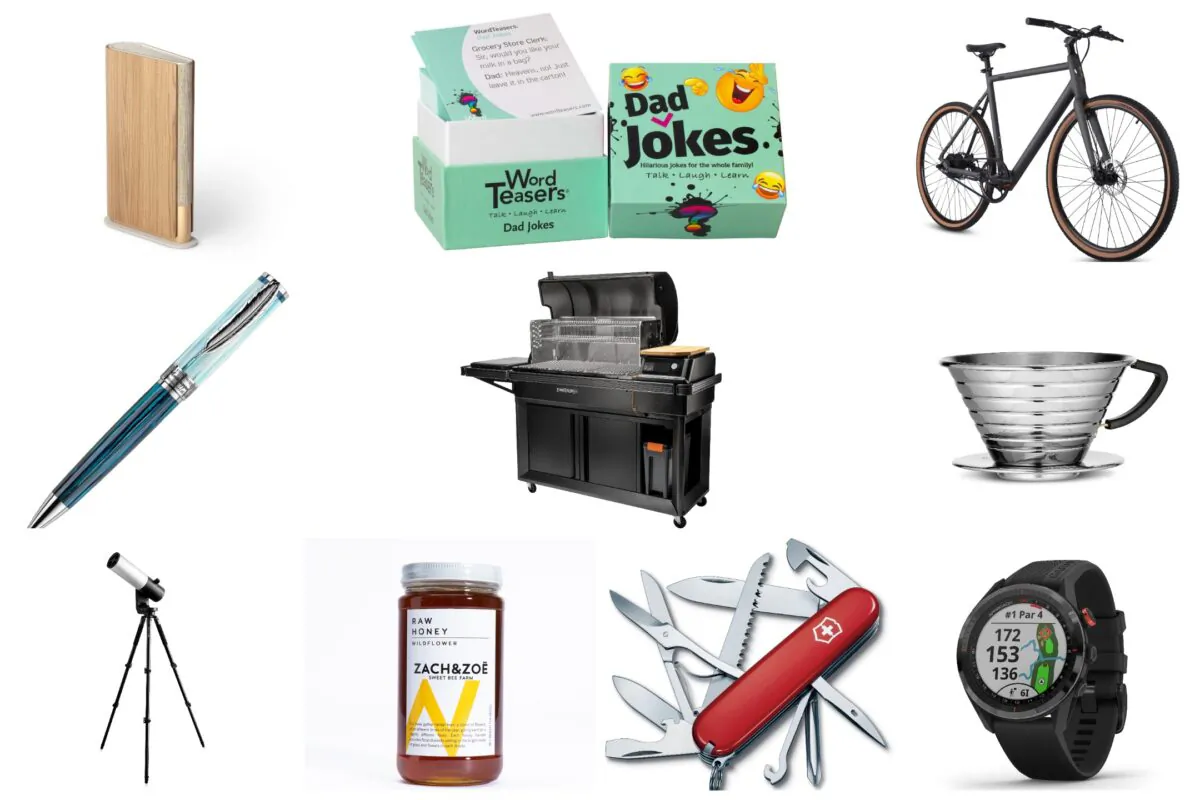 (Courtesy of Word Teasers, Bang & Olufsen, Ride1up, Victorinox, Montegrappa, Traeger, Garmin, Kalita, Zach & Zoe, Unistellar)