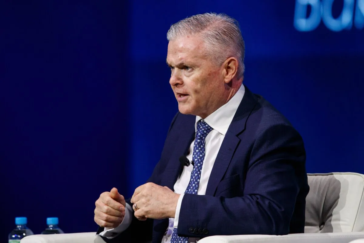 Santos CEO Kevin Gallagher speaks during the annual Australian Petroleum Production and Exploration Association (APPEA) 2023 Conference in Adelaide, Australia, on May 18, 2023. (AAP Image/Matt Turner)