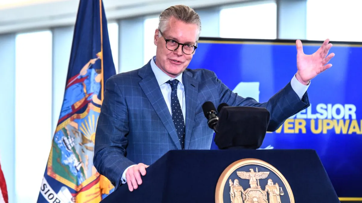 Ed Bastian, CEO of Delta Airlines, delivers remarks during an opening ceremony of Delta's new terminal at LaGuardia airport in N.Y.C., on Oct. 29, 2019. (Stephanie Keith/Getty Images)