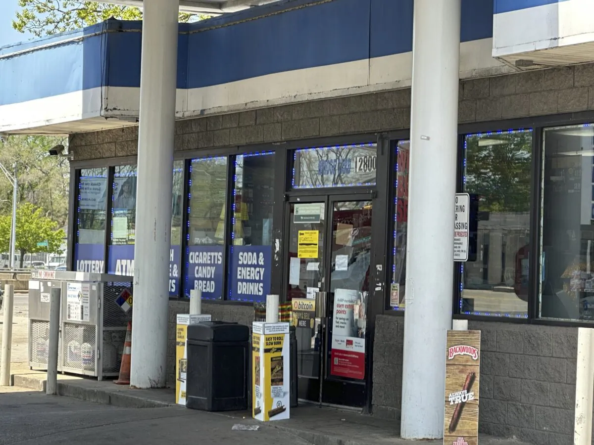 A gas station remains closed less than a week after a fatal shooting in Detroit, on May 10, 2023. (Ed White/AP Photo)