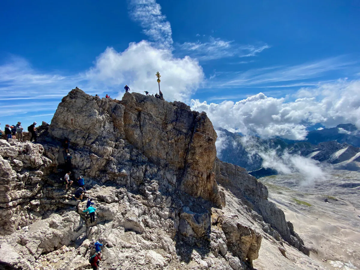 Hikers trek to the summit of the Zugspitze, the highest peak of the Wetterstein mountains and the highest mountain in Germany. (Photo courtesy of Margot Black)