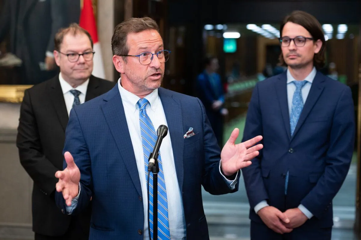 Bloc Quebecois Leader Yves-Francois Blanchet speaks to reporters before Question Period on Parliament Hill in Ottawa, on May 17, 2023. (The Canadian Press/Spencer Colby)
