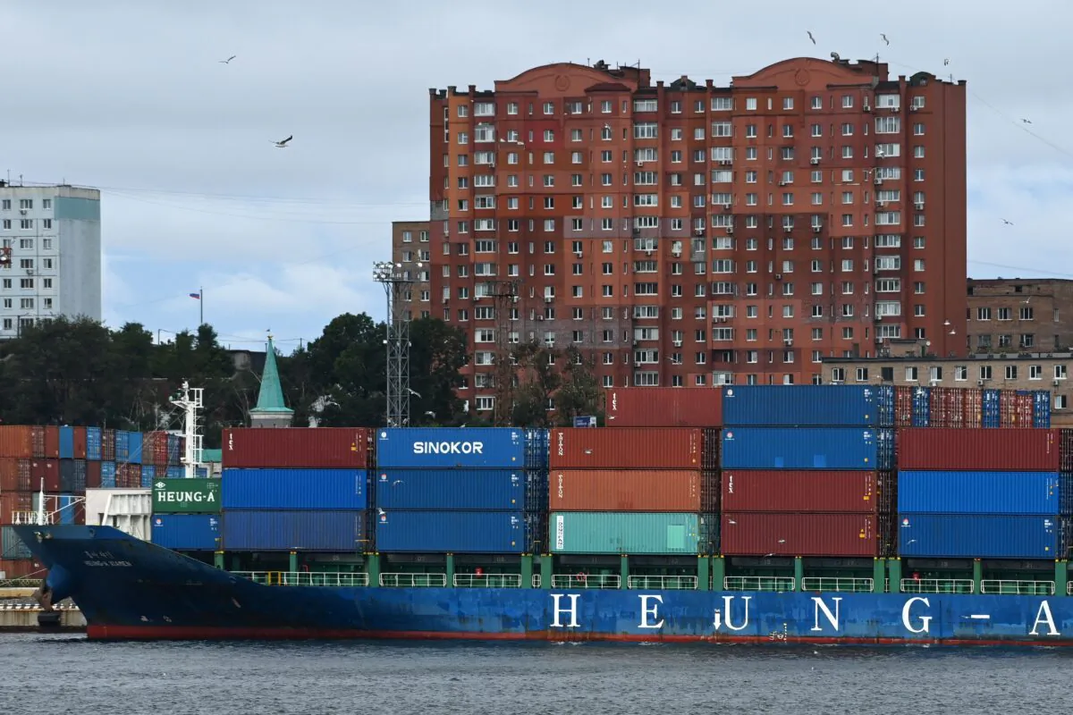 The container terminal of the far-eastern Russian port of Vladivostok on Sept. 5, 2022. (Kirill Kudryavtsev/AFP via Getty Images)