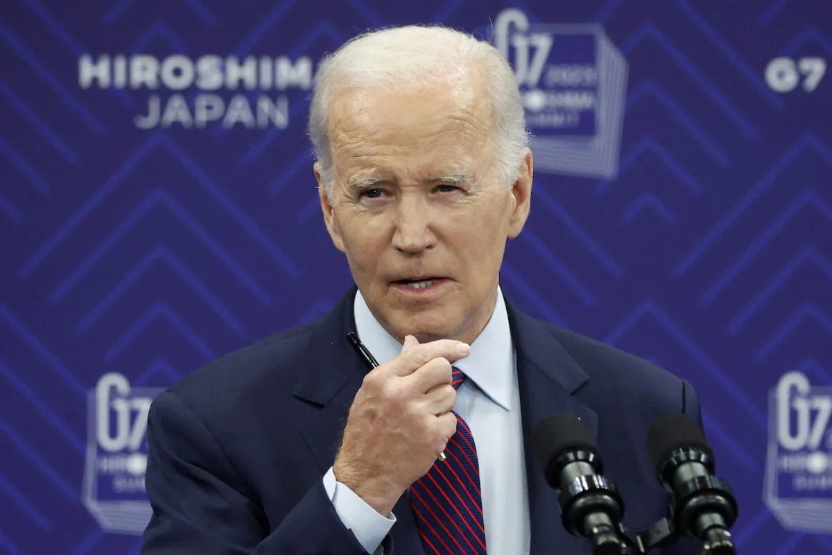 President Joe Biden speaks during a press conference following the G7 Leaders' Summit in Hiroshima on May 21, 2023. (Kiyoshi Ota/Pool/AFP via Getty Images)