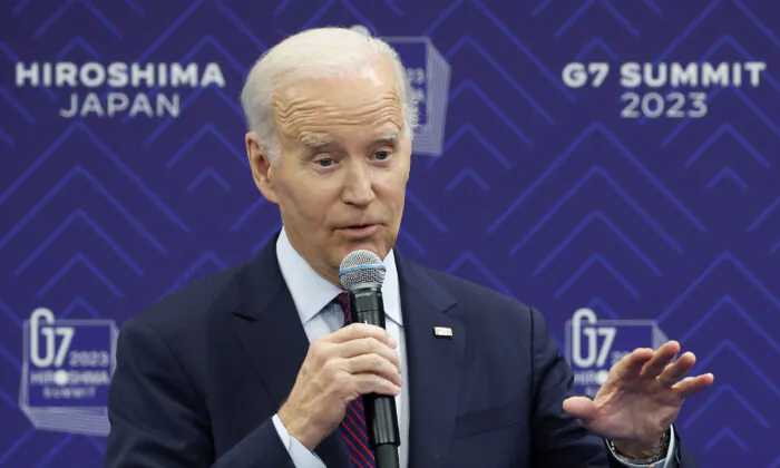 U.S. President Joe Biden speaks during a news conference following the Group of Seven (G-7) leaders summit in Hiroshima, Japan, on May 21, 2023. (Kiyoshi Ota/Pool via Getty Images)