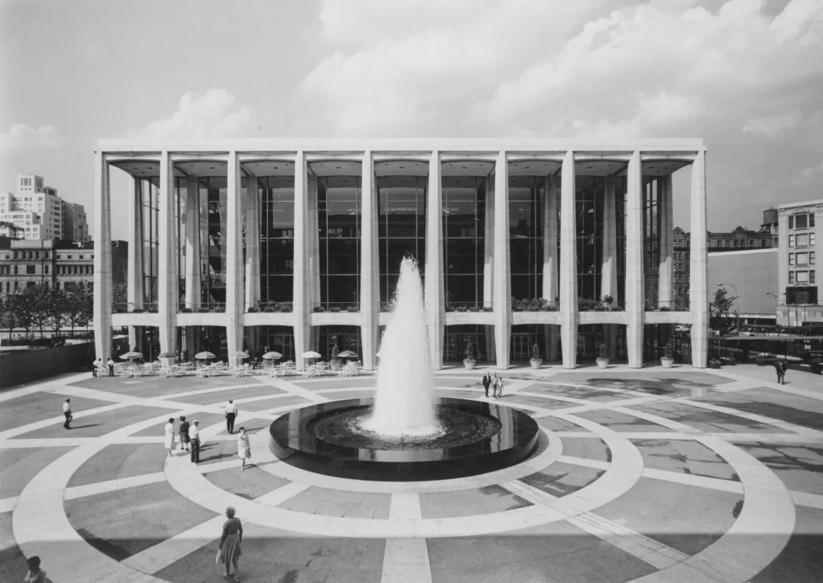 The David Geffen Hall, originally named Philharmonic Hall and later renamed Avery Fisher Hall, at the Lincoln Center for the Performing Arts in New York City, circa 1965. The building is the home of the New York Philharmonic orchestra. (Authenticated News/Archive Photos/Getty Images)