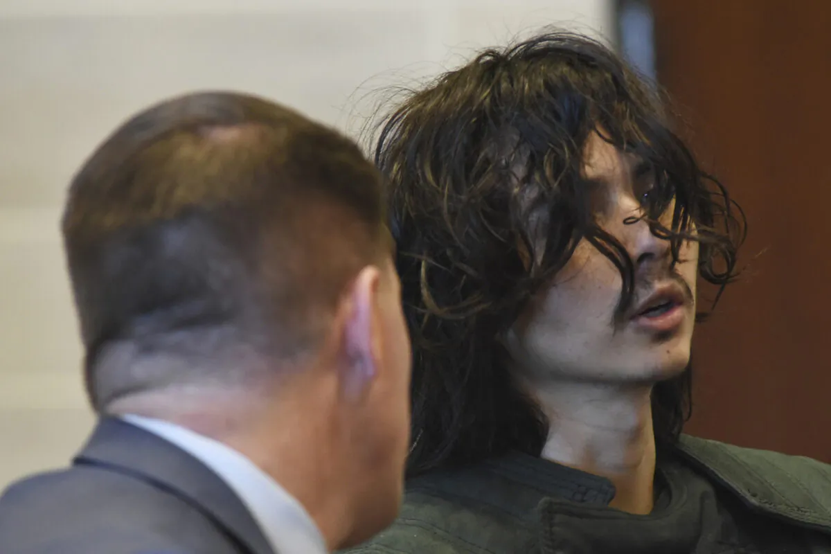 Carlos Dominguez (R) appears at a pre-conference hearing with Dan Hutchinson, deputy public defender, at Yolo County Superior Court in Woodland, Calif., on May 22, 2023. (Fred Gladdis/The Davis Enterprise via AP, Pool)