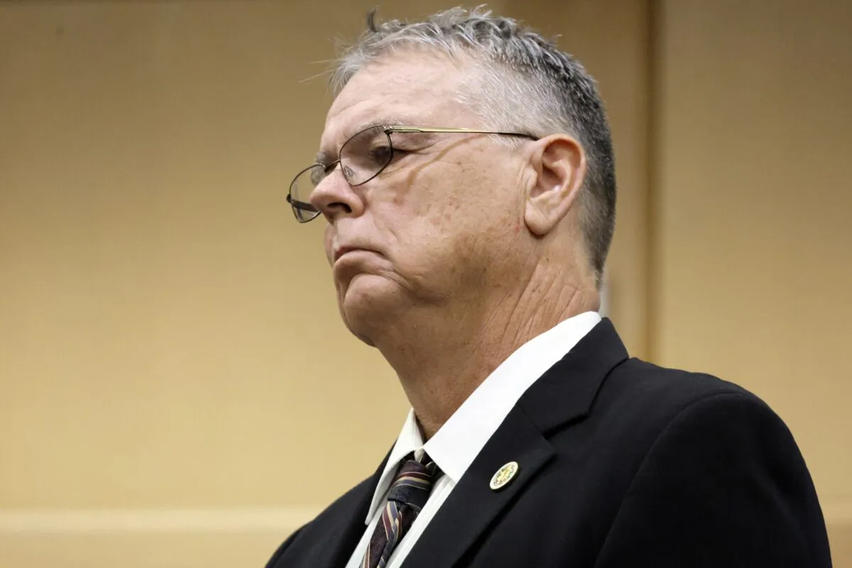 Former Marjory Stoneman Douglas High School School Resource Officer Scot Peterson is in court during a motions hearing in his case at the Broward County Courthouse in Fort Lauderdale, Fla., on May 22, 2022. (Amy Beth Bennett/South Florida Sun-Sentinel via AP, Pool)