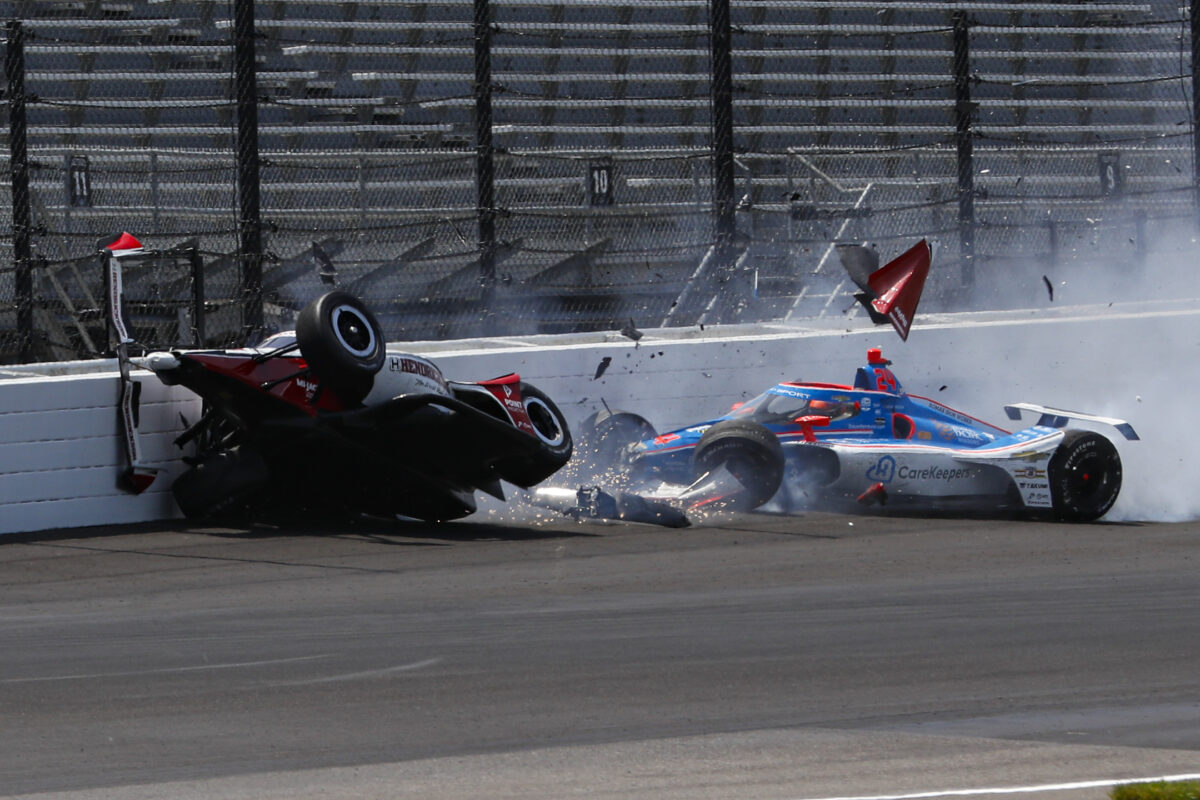 NextImg:Wilson, Legge Crash Heavily in Indianapolis 500 Practice Session