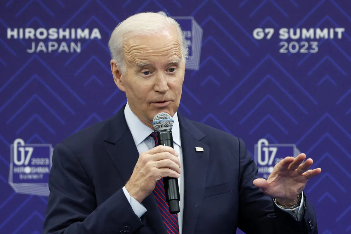 President Joe Biden speaks during a press conference following the G7 Leaders' Summit in Hiroshima, Japan, on May 21, 2023. (Kiyoshi Ota/Pool/AFP via Getty Images)