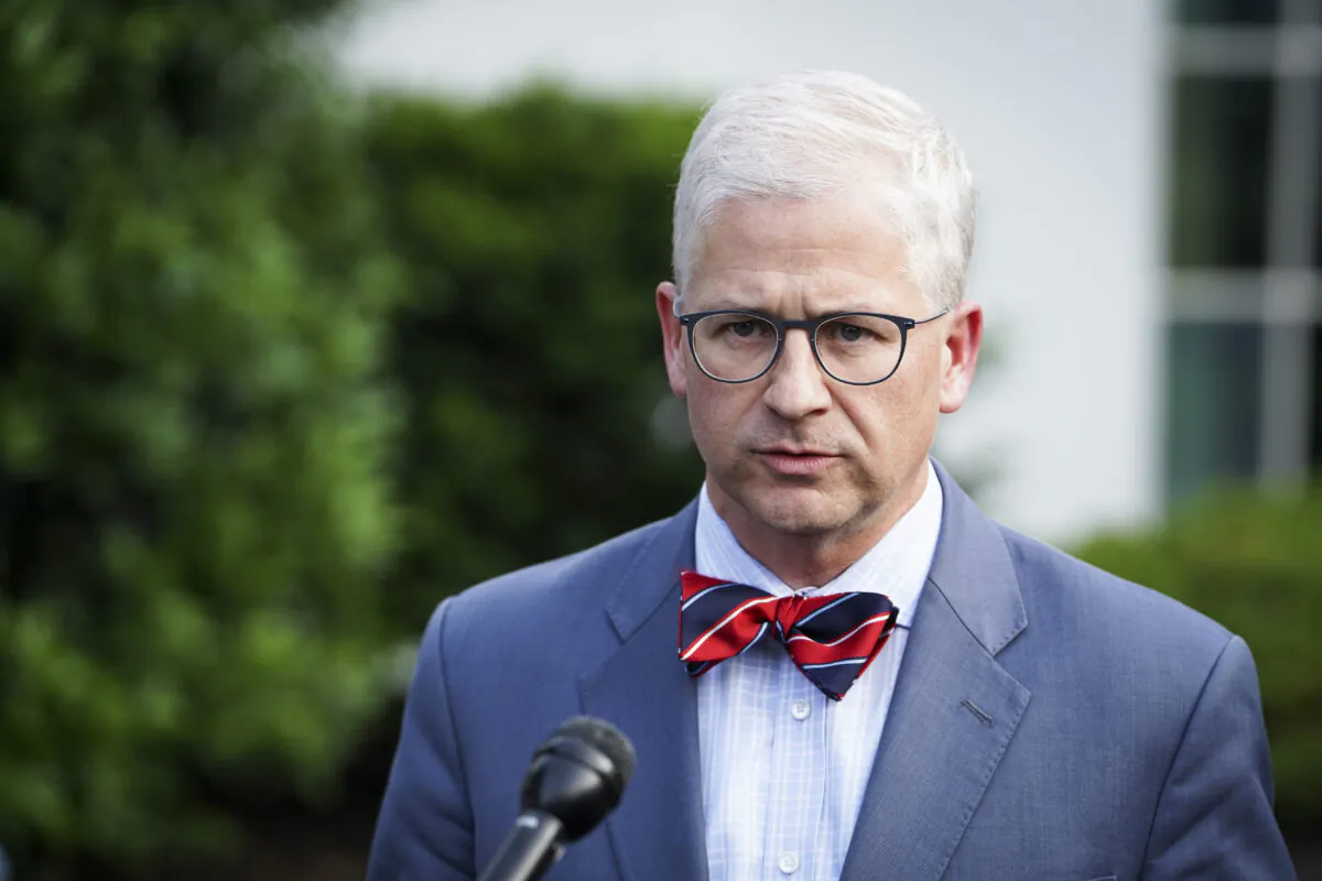 Rep. Patrick McHenry (R-N.C.) speaks to the press after meeting President Joe Biden to discuss the debt limit at the White House in Washington on May 22, 2023. (Madalina Vasiliu/The Epoch Times)