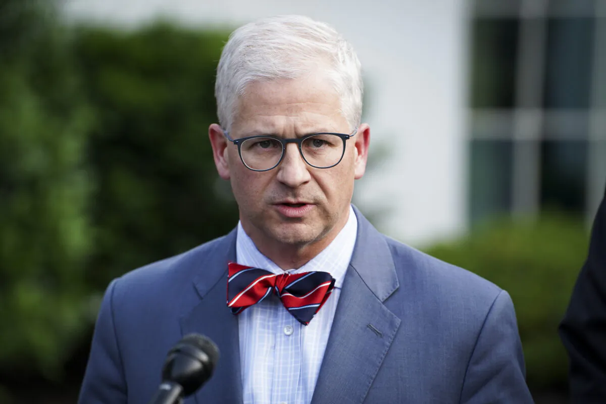 Rep. Patrick McHenry (R-N.C.) speaks to the press after meeting President Joe Biden to discuss the debt limit at the White House on May 22, 2023. (Madalina Vasiliu/The Epoch Times)