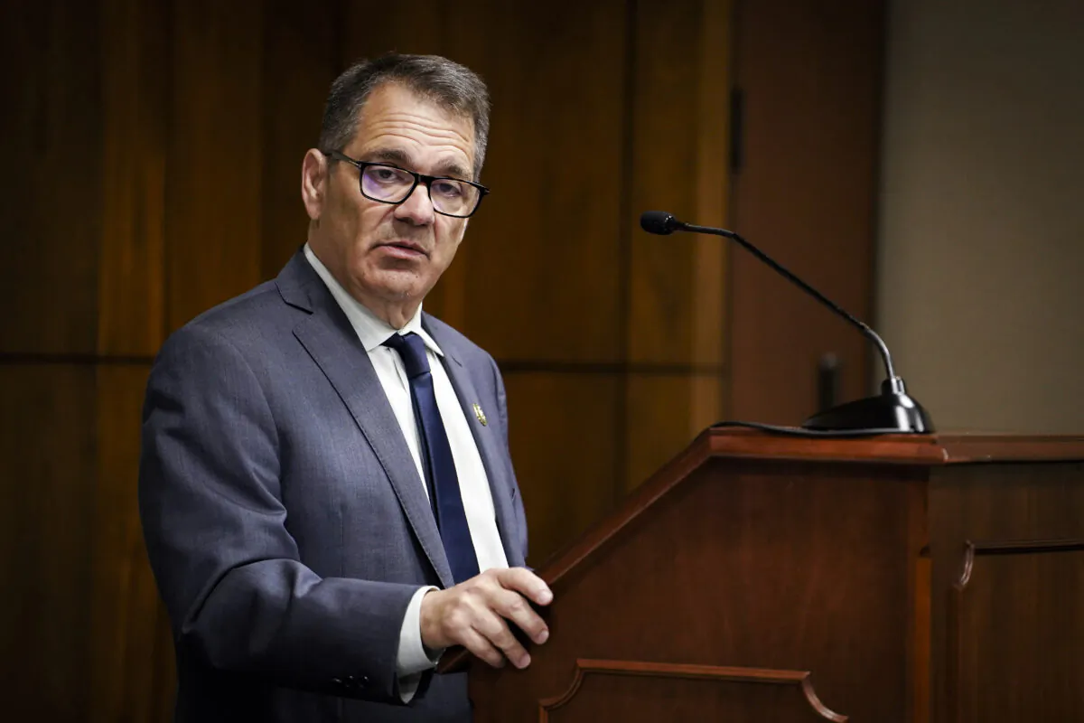 Rep. Gus Bilirakis (R-Fla.) speaks at a briefing on the persecution of Falun Gong on Capitol Hill in Congress on May 23, 2023. (Madalina Vasiliu/The Epoch Times)