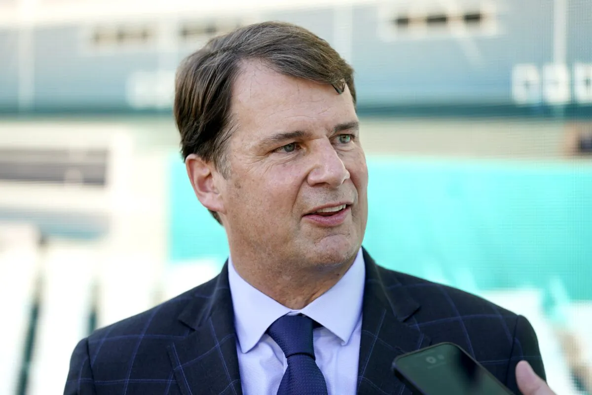 Jim Farley, Ford president and CEO, answers questions during a news conference in Memphis, Tenn., on Sept. 28, 2021. (Mark Humphrey/AP Photo)