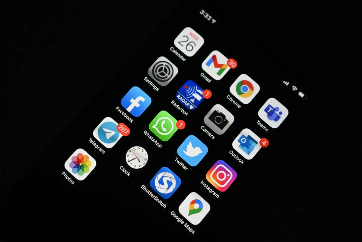 The icons of mobile apps are seen on the screen of a smart phone in New Delhi, India, on May 26, 2021. (Sajjad Hussain/AFP via Getty Images)