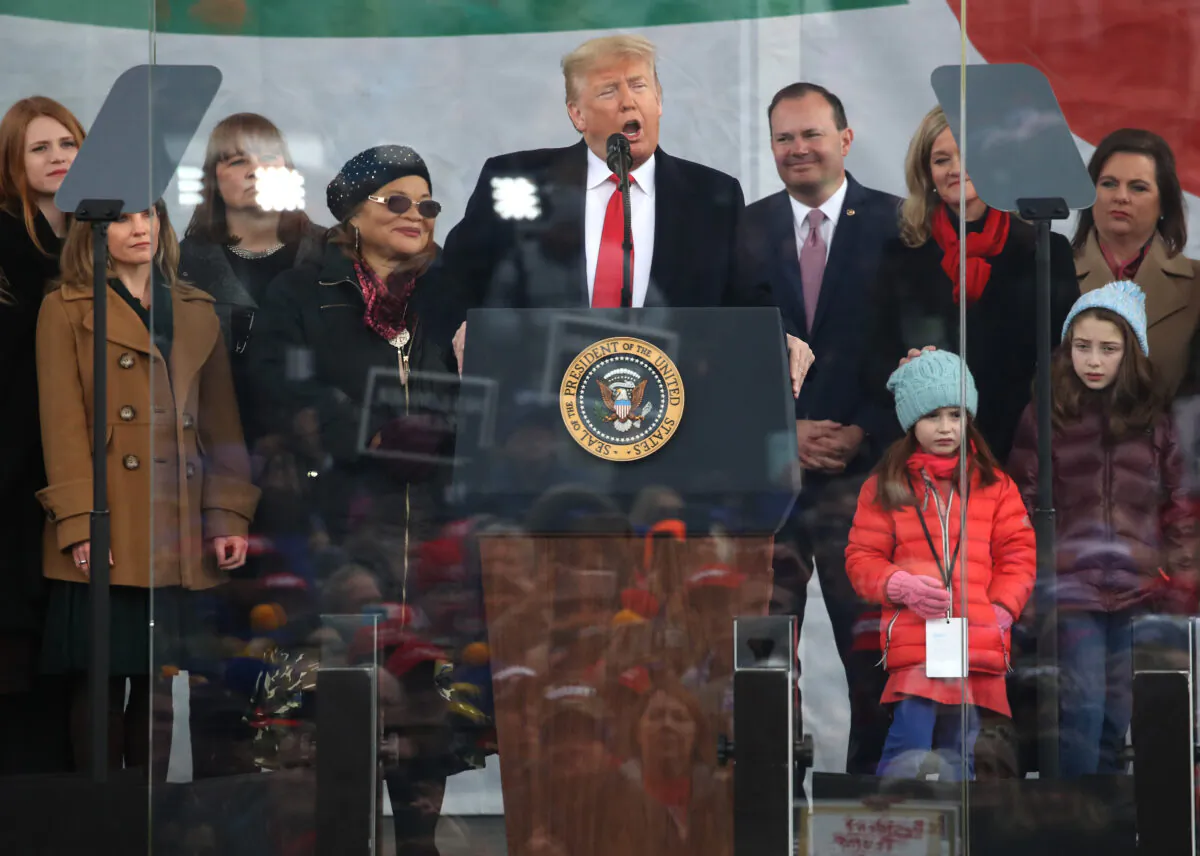 President Donald Trump speaks at the 47th March For Life rally on the National Mall in Washington on Jan. 24, 2019. (Mark Wilson/Getty Images)