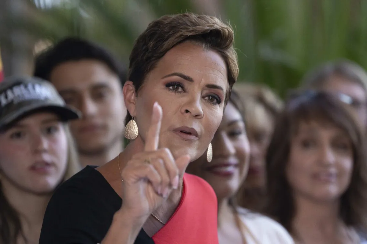 Former Arizona Republican candidate for Governor Kari Lake holds a press conference in Phoenix on May 23, 2023. (Rebecca Noble/Getty Images)