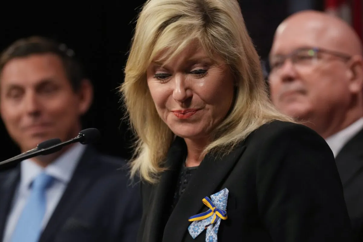 Mississauga Mayor Bonnie Crombie attends a news conference at the Ontario legislature in Toronto on May 18, 2023. (Chris Young/The Canadian Press)