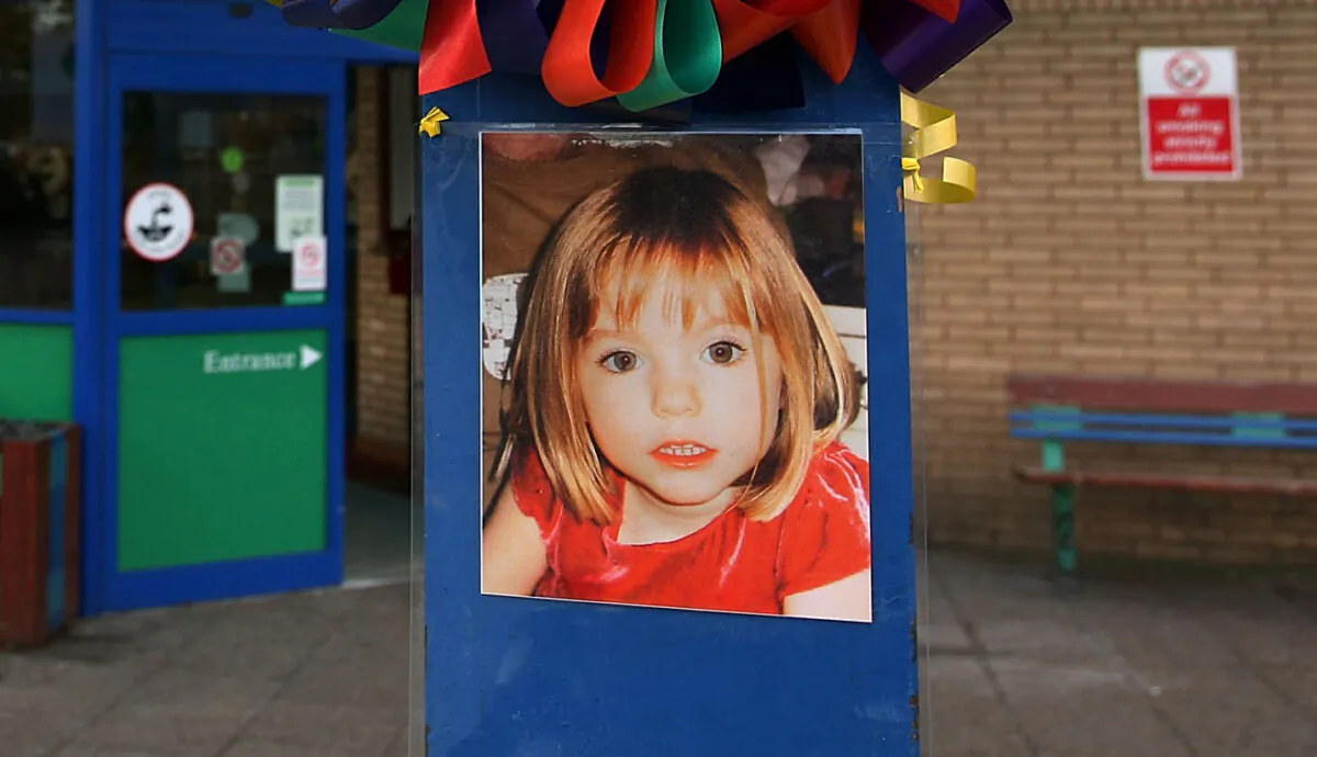 A photo of Madeleine McCann outside Glenfield Hospital where Madeleine's father Gerry McCann works, in Leicester, England, on Nov. 1, 2007. (Christopher Furlong/Getty Images)