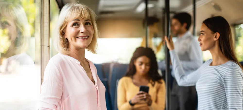 When on a bus or the subway, good manners dictate that you give up your seat for any pregnant, elderly, or disabled passengers left standing. (Prostock-studio/Shutterstock)