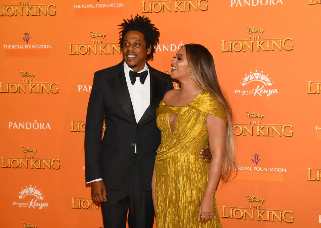Beyonce Knowles-Carter and Jay-Z attend the European Premiere of Disney's "The Lion King" at Odeon Luxe Leicester Square in London, England, on July 14, 2019. (Gareth Cattermole/Getty Images for Disney)