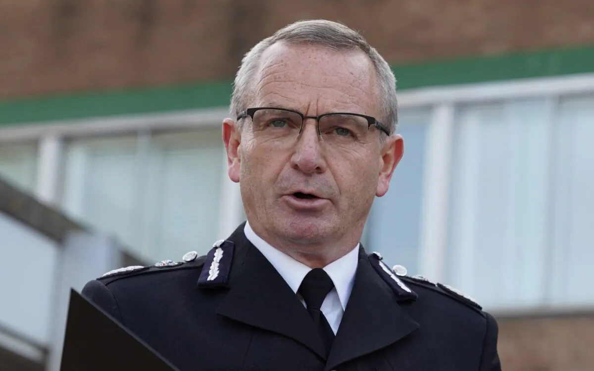 Iain Livingstone, chief constable of Police Scotland, at Fettes Police Station in Edinburgh, Scotland, on Sept. 7, 2021. (Andrew Milligan/PA Media)
