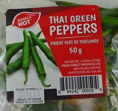 Simply Hot Brand Thai Green Peppers Recalled Due to Salmonella