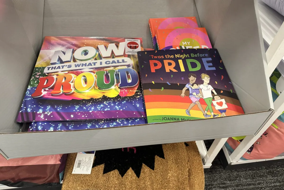 Target includes children's books and ginger bread houses as part of their Pride display at a Texas store on May 24, 2023. (Darlene McCormick Sanchez/The Epoch Times)