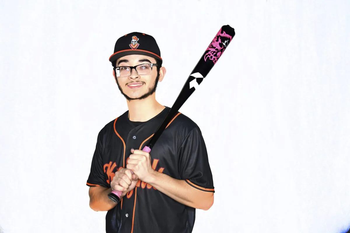 Central Penn College baseball player Angel Mercado poses for a portrait on Baseball Media Day in Summerdale, Pa., in January 2023. (Central Penn College via AP)
