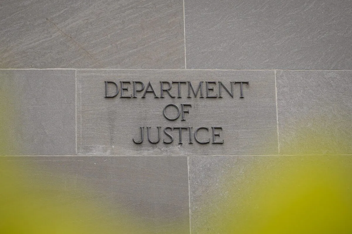 The U.S. Department of Justice building in Washington, on March 28, 2023.(Madalina Vasiliu/The Epoch Times)