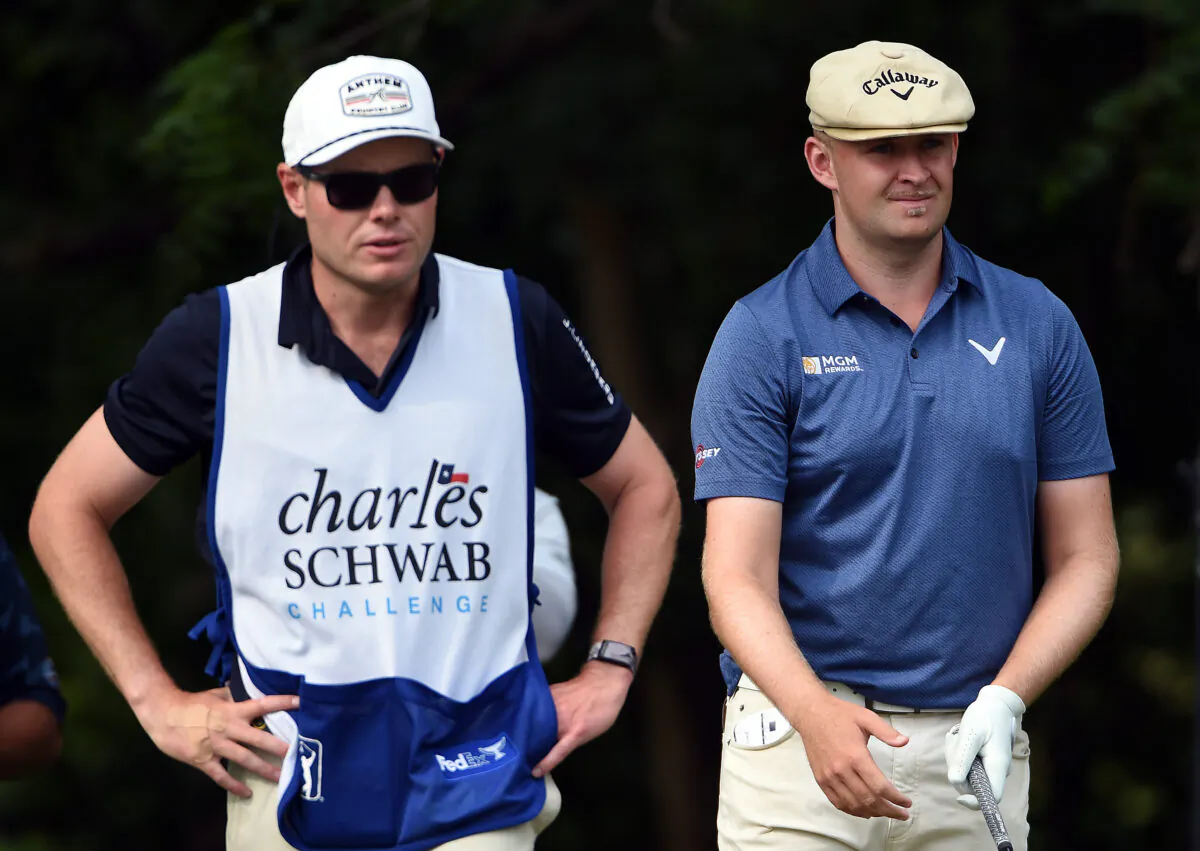 Harry Hall of England prepares to hit his first shot on the 6th hole during the second round of the Charles Schwab Challenge at Colonial Country Club in Fort Worth, Texas, on May 26, 2023. (Steve Dykes/Getty Images)