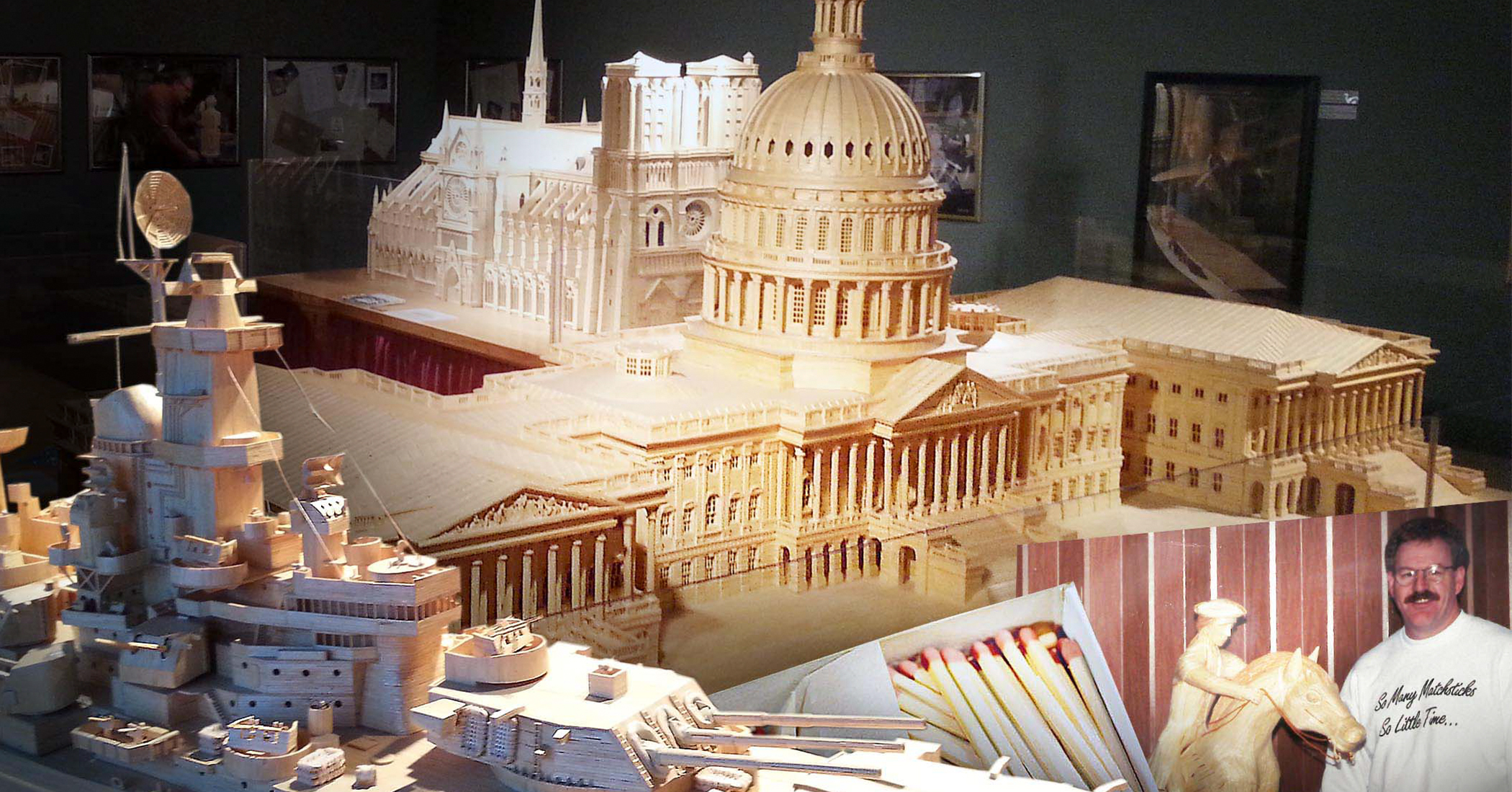NextImg:Iowa man uses 7.5 million matchsticks to make unreal models of ships, castles, cathedrals, US Capitol