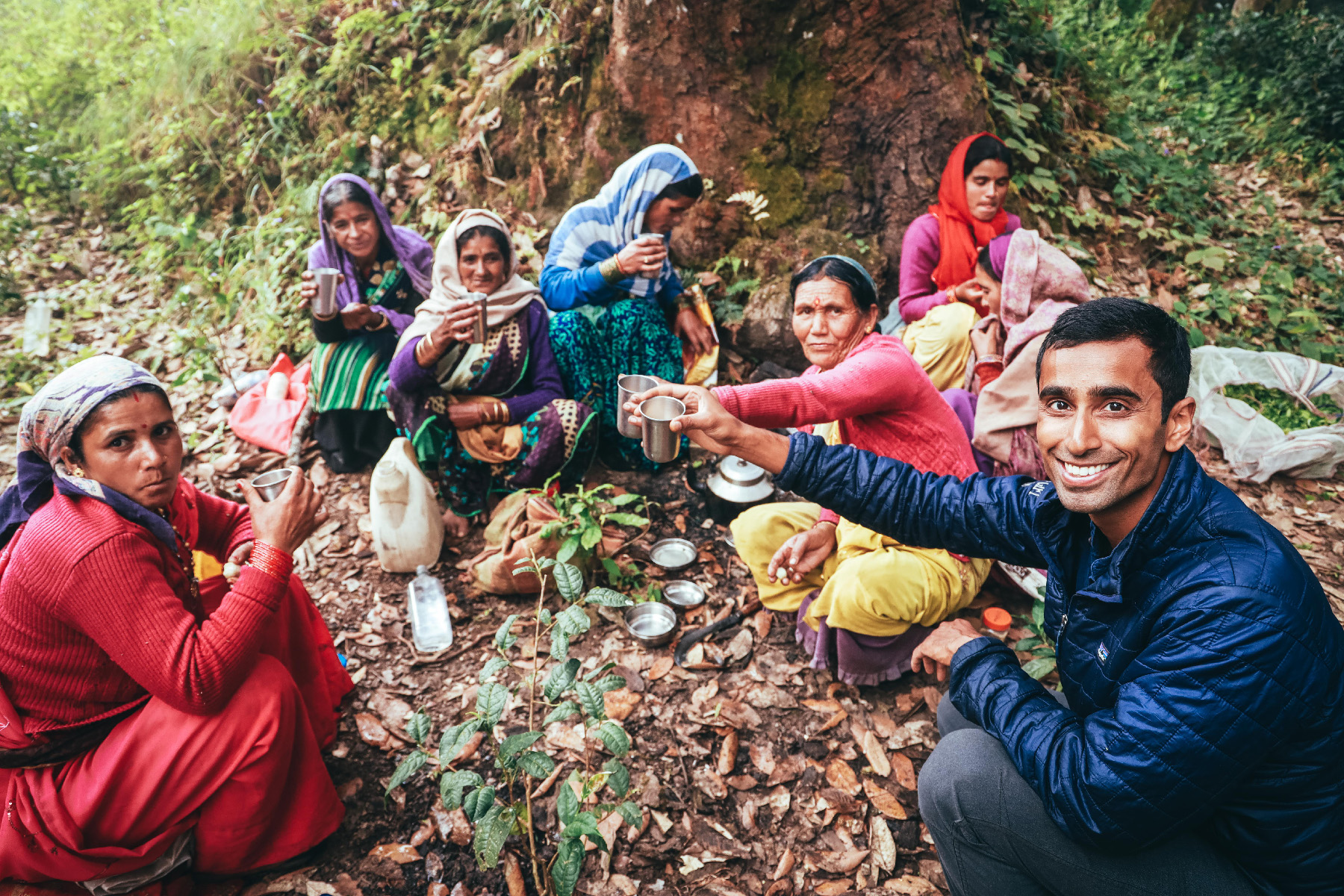 Himalayan tea-growers share their products with visitors.