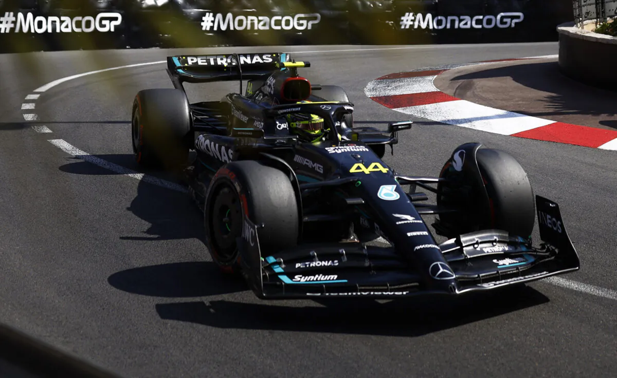 Mercedes's Lewis Hamilton during qualifying at Monaco Grand Prix, Circuit de Monaco, in Monte Carlo, Monaco, on May 27, 2023. (Stephane Mahe/Reuters)