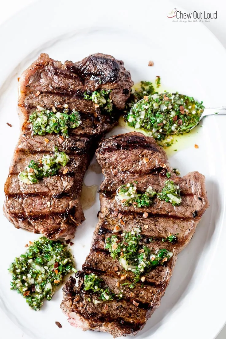 Steak with Chimichurri Sauce is perfectly tender, juicy, and full of fresh flavors. (Courtesy of Amy Dong)