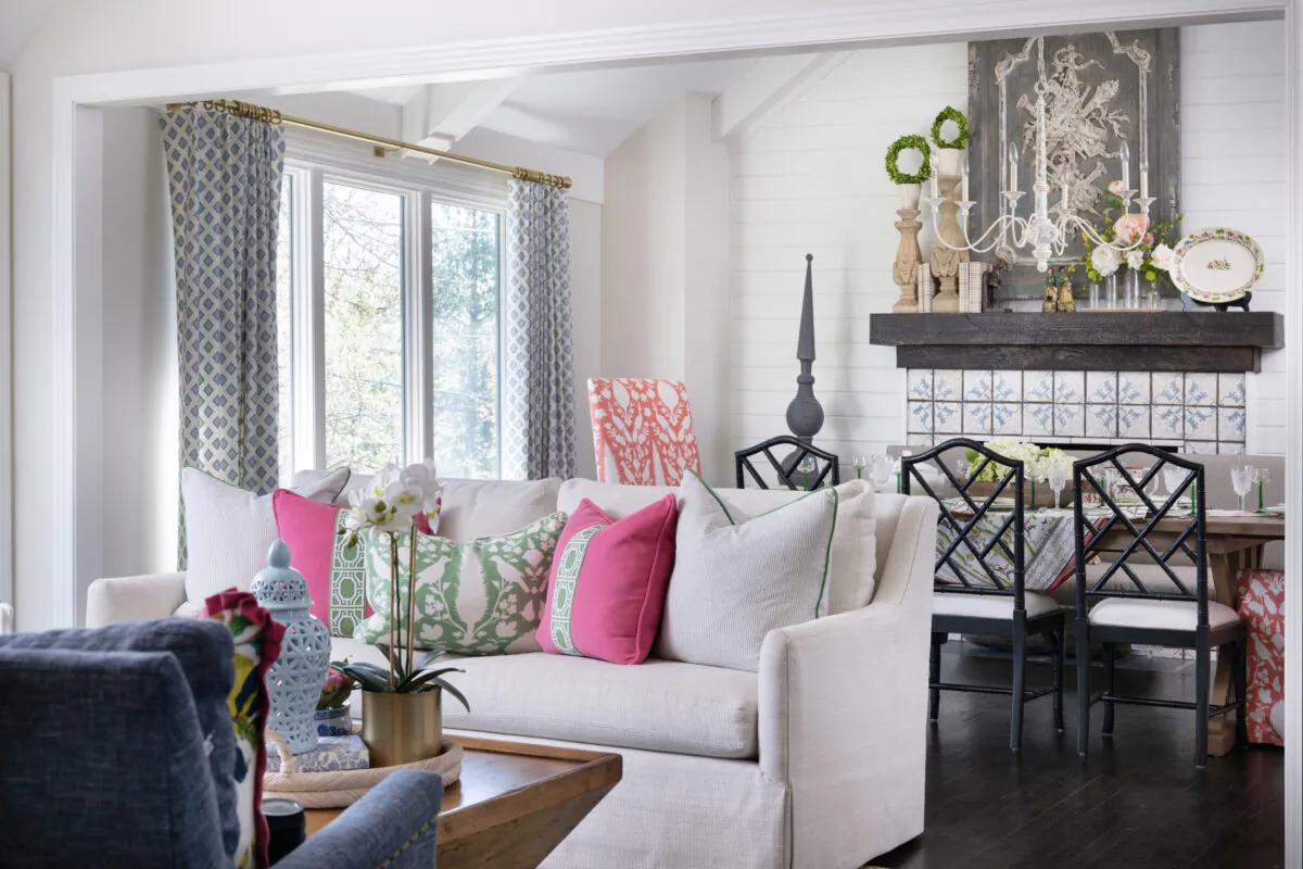 The home opens up to the living room, where a bold expression of texture and color greet you at the door. (Handout/TNS)