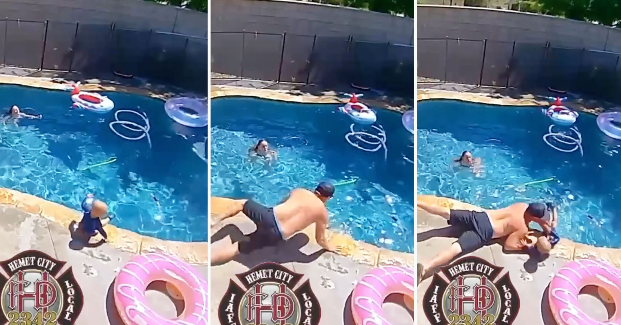 ‘Children drown without a sound’: Video shows first responder dad pulling infant son from pool