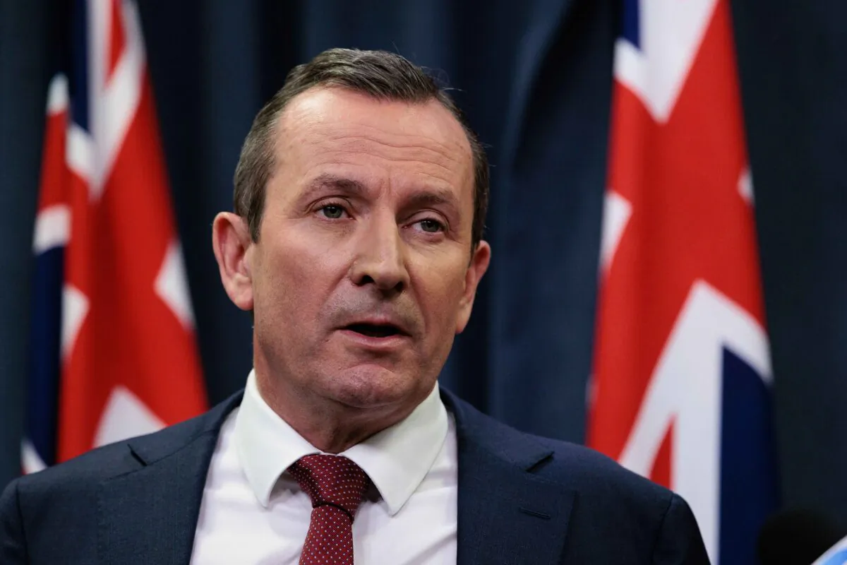 Western Australian Labor Premier Mark McGowan speaks to media during a press conference at Dumas House in Perth, Australia on May 29, 2023. (AAP Image/Richard Wainwright) 