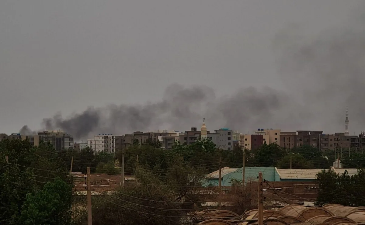 Smoke billows behind buildings in Khartoum, amid ongoing fighting between the forces of two rival generals in Sudan, on May 29, 2023. (AFP via Getty Images)