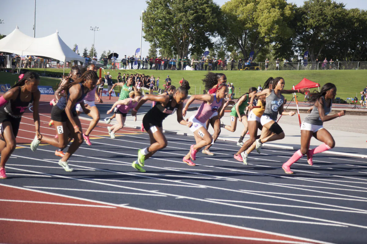 The final of the State Track and Field Championships at Buchanan High School in Clovis, Calif., on May 27, 2023. (Lear Zhou/The Epoch Times)