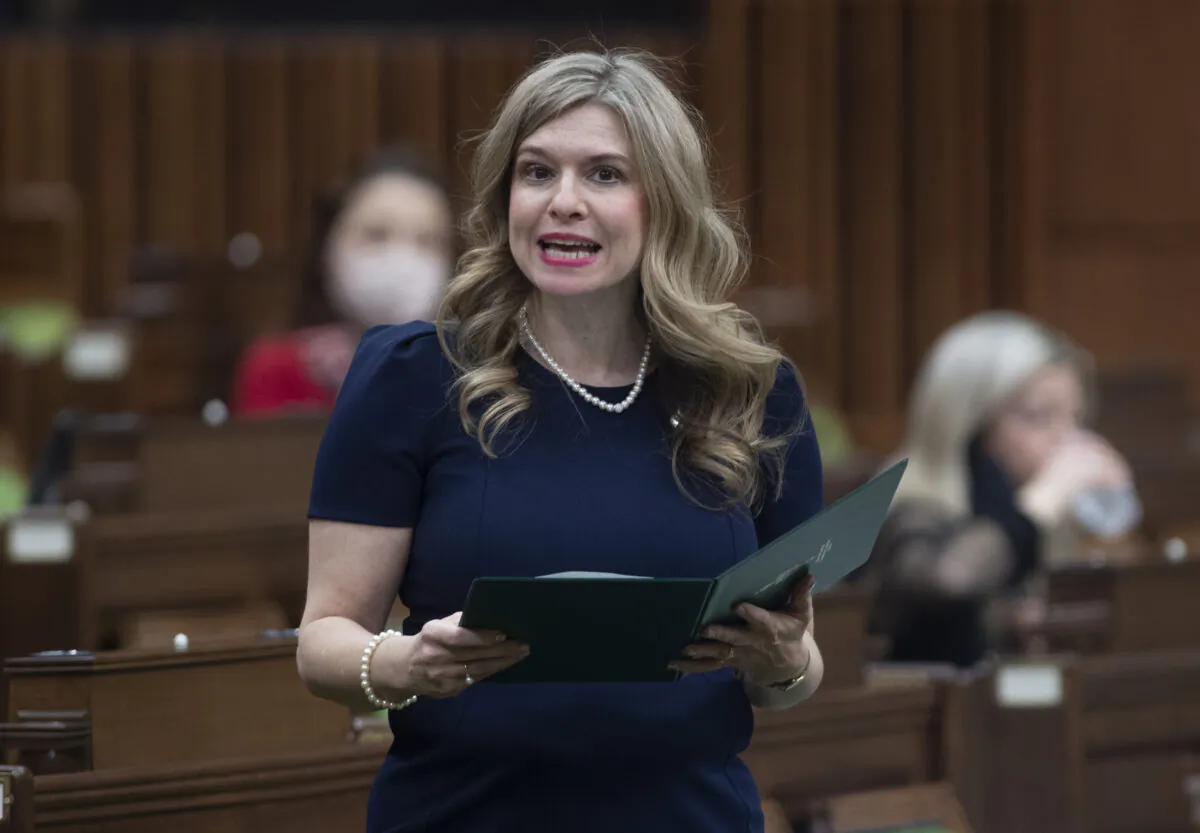 Conservative MP Stephanie Kusie rises during Question Period in the House of Commons Tuesday March 9, 2021 in Ottawa. (THE CANADIAN PRESS/Adrian Wyld)