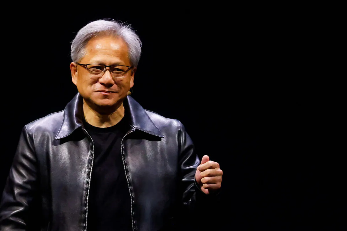 Nvidia Corp CEO Jensen Huang speaks at the COMPUTEX forum in Taipei, Taiwan May 29, 2023. (Ann Wang/Reuters)
