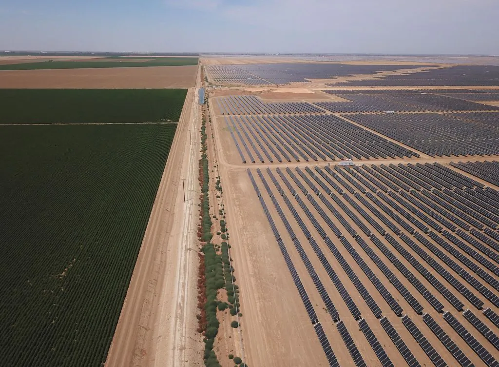 A solar panel range is seen in what was once a field used for agriculture, in California's Central Valley near Huron, Calif., on July 23, 2021. (Robyn Beck/AFP via Getty Images)
