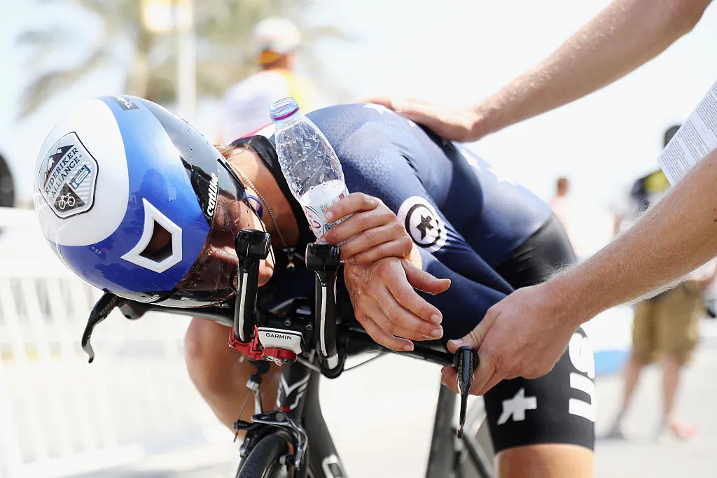 Hannah Arensman of the USA cools down after the Junior Women's Individual Time Trial during Individual Time Trial during day two of the UCI Road World Championships in Doha, Qatar on Oct. 10, 2016. (Bryn Lennon/Getty Images)