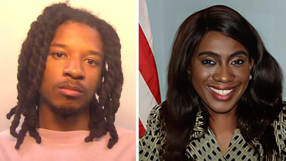 (Left) Rashid Ali Bynum of Portsmouth, Va., in a booking photo. (Right) New Jersey GOP Councilwoman Eunice Dwumfour. (Middlesex County Prosecutor’s Office via AP; Sayreville Borough Council via AP)