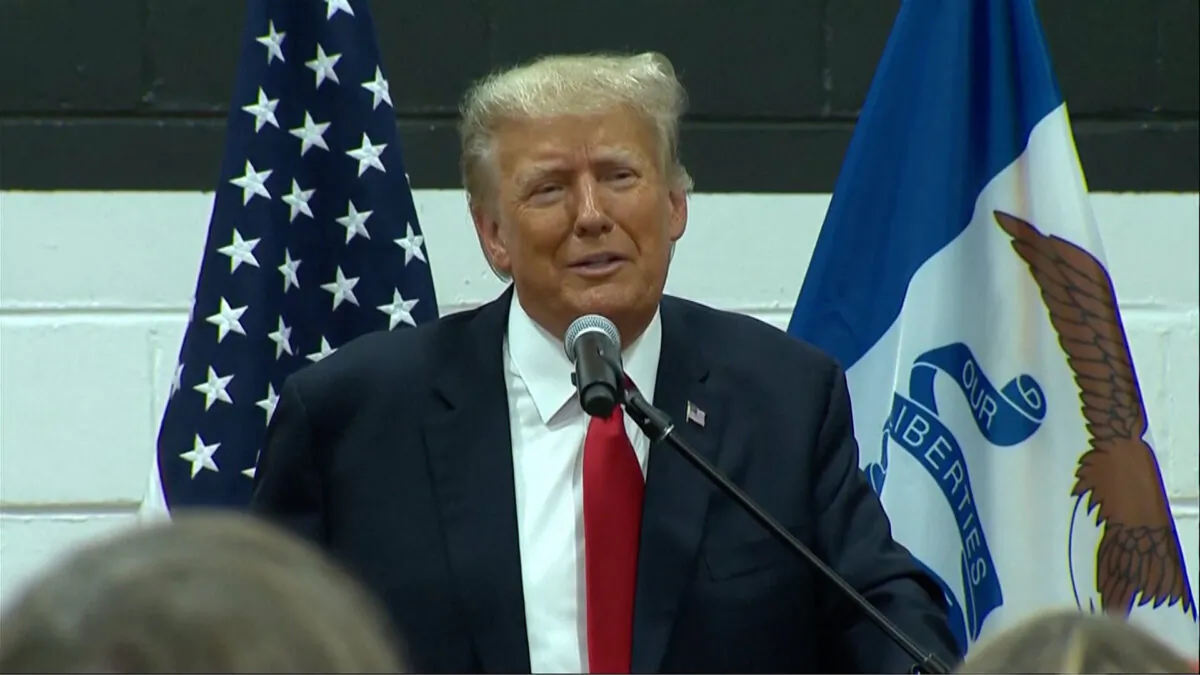 Former President Donald Trump speaks in Grimes, Iowa, on June 1, 2023. (AP/Screenshot via NTD)