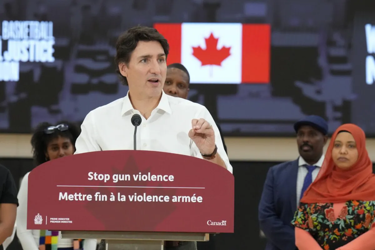 Prime Minister Justin Trudeau speaks about gun violence at the OVO Athletic Centre in Toronto on June 1, 2023. (The Canadian Press/Nathan Denette)