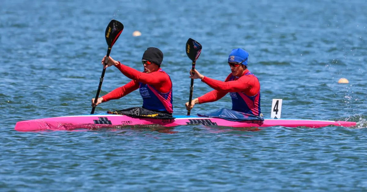 Zachary and Petri Alva compete in the team trials at Lake Natoma in Folsom, Calif., on April 13, 2023. (Courtesy of Schonna Schenk)