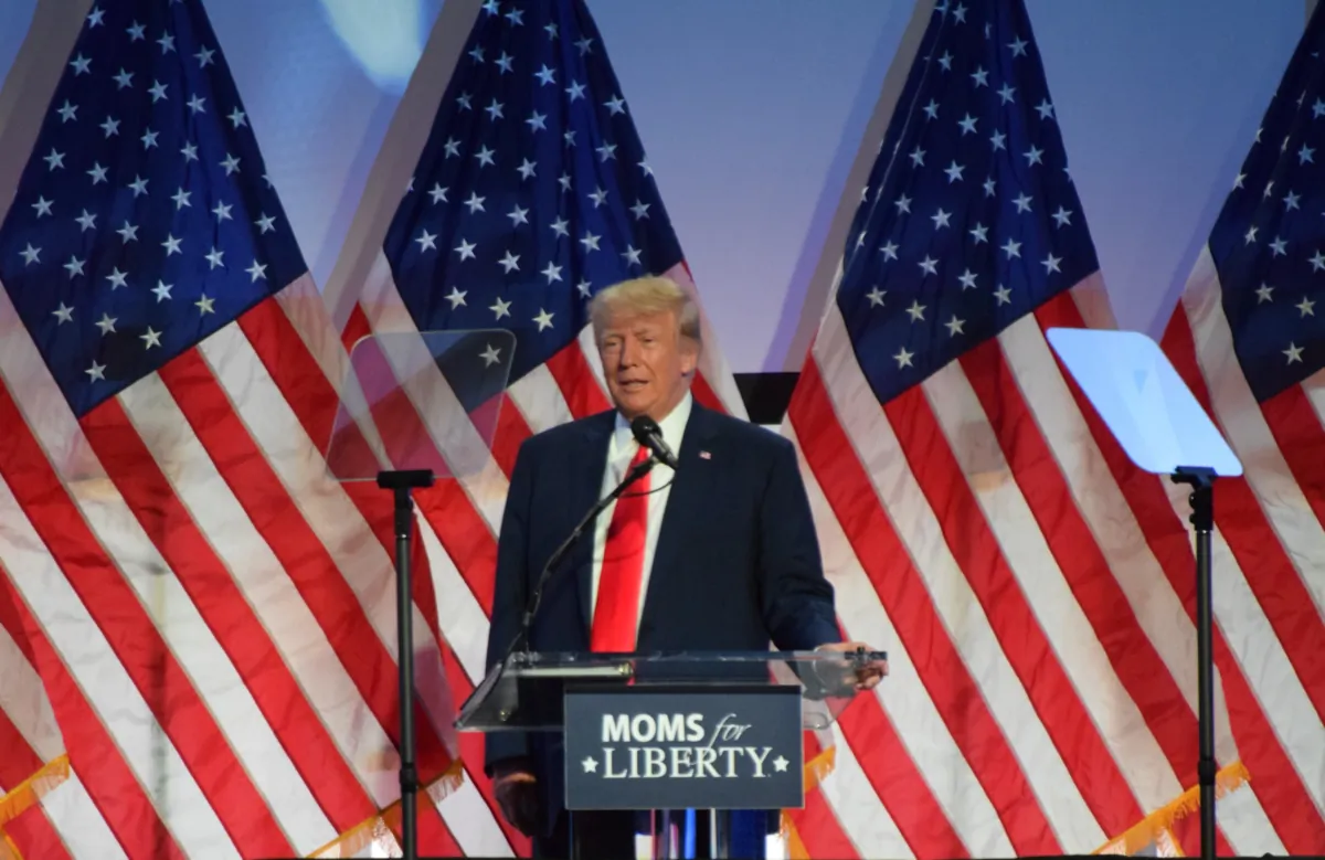 Former president Donald Trump at the Moms for Liberty Joyful Warriors Summit, June 30, 2023 in Philadelphia. (Beth Brelje/The Epoch TImes)  